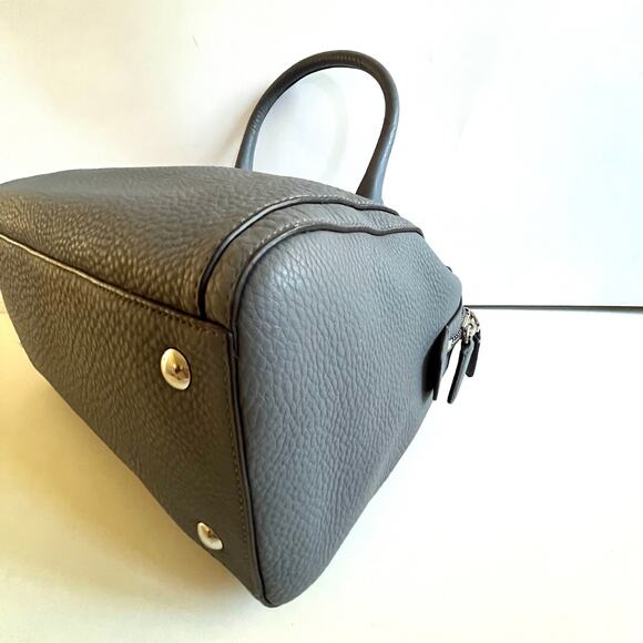 COACH Boston Style Satchel, Gray Pebble Leather Tote - Picture 10 of 13